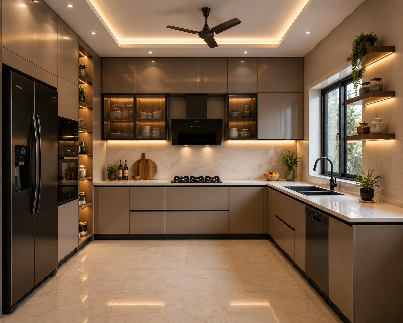 L Shaped Modular Kitchen